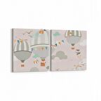 Olla 12705K2Y Çocuk Odası Görseli 2'li Yatay Kanvas Tablo (Ölçü: 105X50)