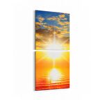 Olla 16138K2D Günbatımı Görseli Kare 2'li Dikey Kanvas Tablo (Ölçü: 30X65)