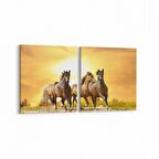 Olla 12655K2Y Hayvanlar Alemi Görseli Kare 2'li Yatay Kanvas Tablo (Ölçü: 65X30)