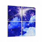 Olla 14676K4 Gece Gökyüzü Görseli Kare 4'lü Kanvas Tablo (Ölçü: 145X145)
