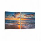 Olla 15901K2Y Günbatımı Görseli Kare 2'li Yatay Kanvas Tablo (Ölçü: 85X40)