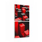 Olla 10050K2D Abstract 3 Boyut Görsel Kare 2'li Dikey Kanvas Tablo (Ölçü: 30X65)