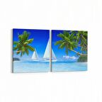 Olla 16462K2Y Kumsal / Sahil Görseli Kare 2'li Yatay Kanvas Tablo (Ölçü: 145X70)