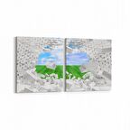 Olla 14530K2Y Doğa / Manzara Görseli Kare 2'li Yatay Kanvas Tablo (Ölçü: 105X50)