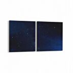 Olla 14653K2Y Gece Gökyüzü Görseli Kare 2'li Yatay Kanvas Tablo (Ölçü: 85X40)