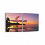 Olla 16087K2Y Günbatımı Görseli Kare 2'li Yatay Kanvas Tablo (Ölçü: 125X60)
