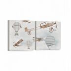 Olla 12756K2Y Çocuk Odası Görseli 2'li Yatay Kanvas Tablo (Ölçü: 125X60)
