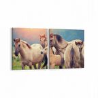 Olla 12573K2Y Hayvanlar Alemi Görseli Kare 2'li Yatay Kanvas Tablo (Ölçü: 85X40)