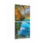 Olla 13245K2D Doğa / Manzara Görseli Kare 2'li Dikey Kanvas Tablo (Ölçü: 30X65)