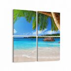 Olla 16392K4 Kumsal / Sahil Görseli Kare 4'lü Kanvas Tablo (Ölçü: 65X65)