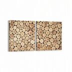 Olla 12006K2Y Ahşap Desen Görseli Kare 2'li Yatay Kanvas Tablo (Ölçü: 85X40)