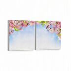 Olla 11743K2Y Orkide Çiçek Görseli 2'li Yatay Kanvas Tablo (Ölçü: 65X30)