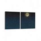 Olla 14763K2Y Gece Gökyüzü Görseli Kare 2'li Yatay Kanvas Tablo (Ölçü: 65X30)