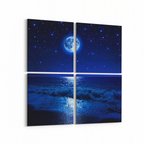 Olla 14697K4 Gece Gökyüzü Görseli Kare 4'lü Kanvas Tablo (Ölçü: 125X125)
