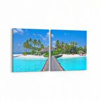 Olla 16623K2Y Kumsal / Sahil Görseli Kare 2'li Yatay Kanvas Tablo (Ölçü: 65X30)