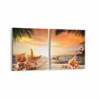 Olla 16038K2Y Günbatımı Görseli Kare 2'li Yatay Kanvas Tablo (Ölçü: 85X40)
