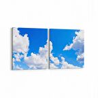 Olla 15673K2Y Gökyüzü Bulut Görseli Kare 2'li Yatay Kanvas Tablo (Ölçü: 85X40)
