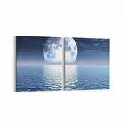 Olla 14756K2Y Gece Gökyüzü Görseli Kare 2'li Yatay Kanvas Tablo (Ölçü: 145X70)