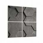 Olla 10022K4 Abstract 3 Boyut Görsel Kare 4'lü Kanvas Tablo (Ölçü: 105X105)