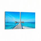 Olla 16459K2Y Kumsal / Sahil Görseli Kare 2'li Yatay Kanvas Tablo (Ölçü: 105X50)