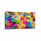 Olla 11552K2Y Çiçek Görseli Kare 2'li Yatay Kanvas Tablo (Ölçü: 105X50)