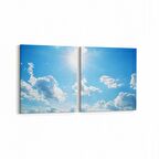 Olla 15750K2Y Gökyüzü Bulut Görseli Kare 2'li Yatay Kanvas Tablo (Ölçü: 145X70)