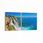 Olla 16633K2Y Kumsal / Sahil Görseli Kare 2'li Yatay Kanvas Tablo (Ölçü: 145X70)