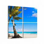 Olla 16463K4 Kumsal / Sahil Görseli Kare 4'lü Kanvas Tablo (Ölçü: 145X145)