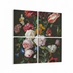 Olla 11765K4 Çiçek Görseli Kare 4'lü Kanvas Tablo (Ölçü: 105X105)
