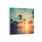 Olla 16056K Günbatımı Görseli Kare Kanvas Tablo (Ölçü: 60X60)