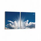 Olla 15808K2Y Gökyüzü Bulut Görseli Kare 2'li Yatay Kanvas Tablo (Ölçü: 65X30)