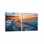 Olla 16101K2Y Günbatımı Görseli Kare 2'li Yatay Kanvas Tablo (Ölçü: 125X60)
