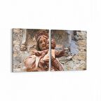 Olla 16251K2Y Heykel / Sanat Görseli Kare 2'li Yatay Kanvas Tablo (Ölçü: 85X40)