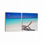 Olla 16409K2Y Kumsal / Sahil Görseli Kare 2'li Yatay Kanvas Tablo (Ölçü: 85X40)