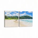 Olla 16342K2Y Kumsal / Sahil Görseli Kare 2'li Yatay Kanvas Tablo (Ölçü: 105X50)