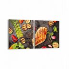Olla 15281K2Y Gıda Görseli Kare 2'li Yatay Kanvas Tablo (Ölçü: 65X30)