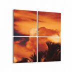 Olla 15933K4 Günbatımı Görseli Kare 4'lü Kanvas Tablo (Ölçü: 125X125)