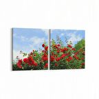 Olla 10632K2Y Ağaç Görseli Kare 2'li Yatay Kanvas Tablo (Ölçü: 145X70)