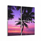 Olla 16072K4 Günbatımı Görseli Kare 4'lü Kanvas Tablo (Ölçü: 145X145)