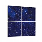 Olla 14666K4 Gece Gökyüzü Görseli Kare 4'lü Kanvas Tablo (Ölçü: 125X125)