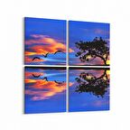 Olla 16062K4 Günbatımı Görseli Kare 4'lü Kanvas Tablo (Ölçü: 105X105)