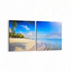 Olla 16534K2Y Kumsal / Sahil Görseli Kare 2'li Yatay Kanvas Tablo (Ölçü: 125X60)