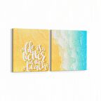 Olla 16568K2Y Kumsal / Sahil Görseli Kare 2'li Yatay Kanvas Tablo (Ölçü: 65X30)