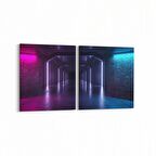 Olla 10428K2Y Abstract Tünel Görsel Kare 2'li Yatay Kanvas Tablo (Ölçü: 65X30)
