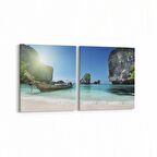 Olla 16432K2Y Kumsal / Sahil Görseli Kare 2'li Yatay Kanvas Tablo (Ölçü: 105X50)