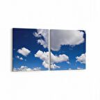 Olla 15470K2Y Gökyüzü Bulut Görseli Kare 2'li Yatay Kanvas Tablo (Ölçü: 145X70)