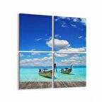 Olla 16372K4 Kumsal / Sahil Görseli Kare 4'lü Kanvas Tablo (Ölçü: 145X145)