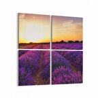 Olla 16002K4 Günbatımı Görseli Kare 4'lü Kanvas Tablo (Ölçü: 105X105)