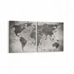 Olla 16204K2Y Harita Görseli Kare 2'li Yatay Kanvas Tablo (Ölçü: 105X50)