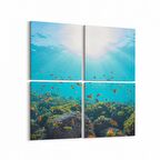 Olla 12987K4 Deniz / Okyanus Görseli Kare 4'lü Kanvas Tablo (Ölçü: 145X145)